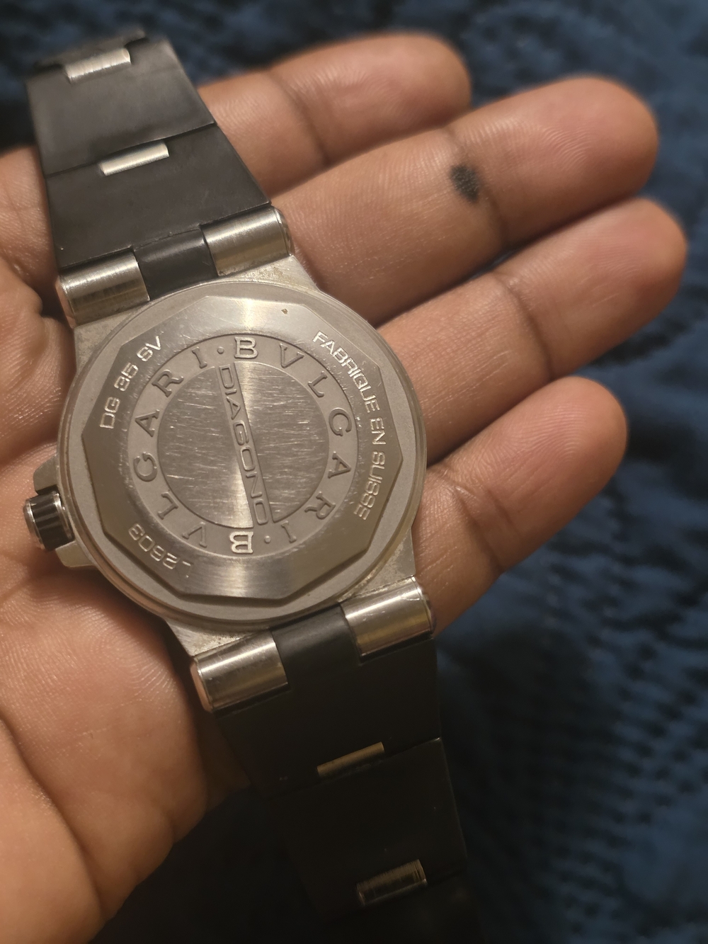 BVLGARI Black and Silver Men's Stainless Steel Watch Need Battery And Waistband